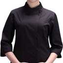 Women's Chef Coat Classic 3/4 Sleeve Hotel Kitchen Restaurant Summer Chef Jacket (Black, XXL)
