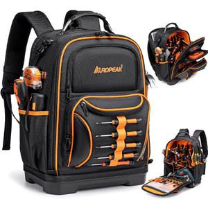 73 Pockets Tool Backpack Heavy Duty for Men Women, Hvac Tool Backpack, Tool Bag Backpack with Laptop Compartment, Waterproof Molded Base, 1680D, Durable Multi-Use Pocket for Electrician Construction