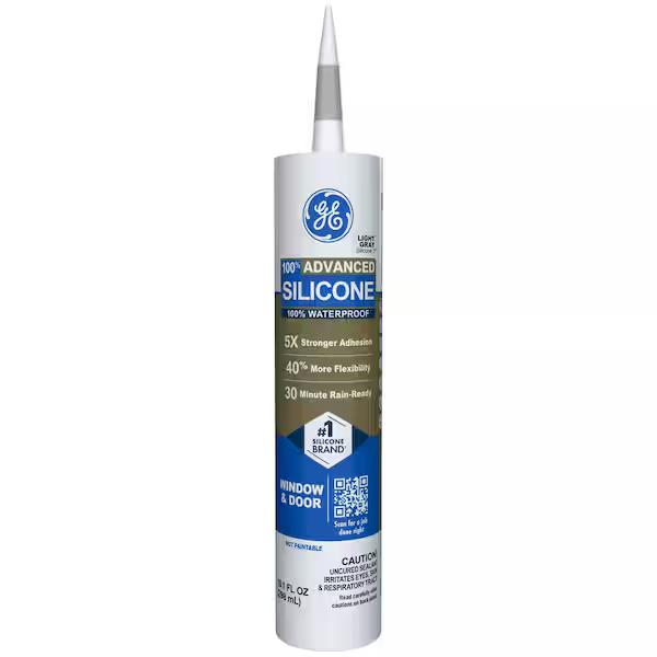 GE
Advanced Silicone 2 Caulk 10.1 oz Window and Door Sealant Light Gray