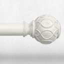 Wolistsa Antique White Curtain Rods for Windows 30 to 56 Inch, Adjustable Vintage Decorative 1 Inch Heavy Duty Curtain Rod, Rustic Farmhouse Drapery Pole Set with Boho Netted Texture Flower Finials