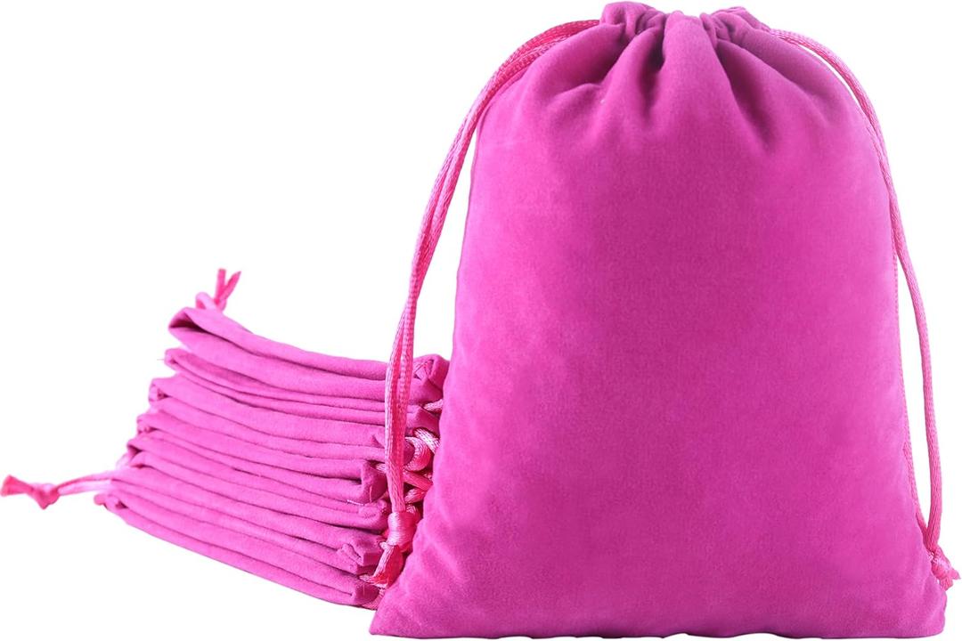 Sansam Large Velvet Drawstring Gift Bag  10pcs Jewelry & Accessory Pouch for Bracelets, Necklaces & Gifts, Tarot Rune Bags, Purse Storage Bags, Rose (8x10 Inch (Pack of 10))