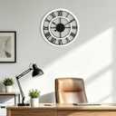 16 Inch Rustic Wall Clock Silent Non-Ticking Wooden Wall Clocks with Roman Numerals Farmhouse Decorative Clock for Living Room Bedroom Office (White)