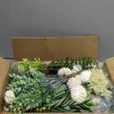 120Pcs 15 Kinds Mixed Artificial Eucalyptus Leaves Stems and Faux Flowers Bulk, Fake Silver Dollar Eucalyptus Bundle Plants Greenery Branches for Wedding Vase Bouquets Floral Arrangement Home Decor
