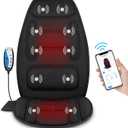 Snailax Vibration Back Massager with Heat, APP Control, Massage Seat Cushion with Extra Memory Foam Support Pad in Neck and Lumbar, 10 Vibration Massage Motors, 2 Heat Levels, Gifts (Black Brown)