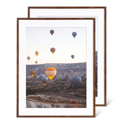 Amazon.com - Marsmiles 22x28 Wooden Picture Frame, USA-Sourced Natural Oak Solid Wood Photo Frame with Real Glass for Display Pictures 18x24 with Mat or 22x28 without Mat, Walnut, 2 Pack