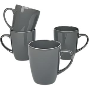Coupe Stoneware Set of 4 Coffee Mugs, Dark Gray (13 oz)