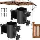 Deck Umbrella Mount Stainless Steel Patio Umbrella Holder, Umbrella Clamp Mount for Deck Railing Heavy Duty Outdoor Umbrella Clamp, Black
