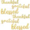 3  Pieces Thanksgiving Thankful Blessed Grateful Wood Cutout Rustic Thankful Plate Letter Sign Decor Inspirational Letter Wood Sign for Home Table Plates Table