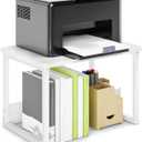 MARTY Printer Stand with Storage for Desk, Desktop Printer Stand Shelf Organzier for Home/Office Heavy Duty Printer Riser Under Desk Small Printer Table for Fax Machine Copier Scanner(White)