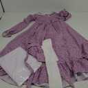 Pioneer Girl Costume Colonial Prairie Costume Dress Kids Pilgrim Costume Outfit Purple Floral Dresses with Apron Socks CA022A-M, Medium