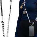 Handwoven Nylon 3-in-1 Detachable Lanyard, Crossbody/Neck/Wrist, Quick Access, Secure Clips, Multi Loops (Blackwhite)