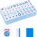American Mahjong Tiles (1.2,Tiles Only), 166 Pcs American Mahjong Tile Set with Blue Color