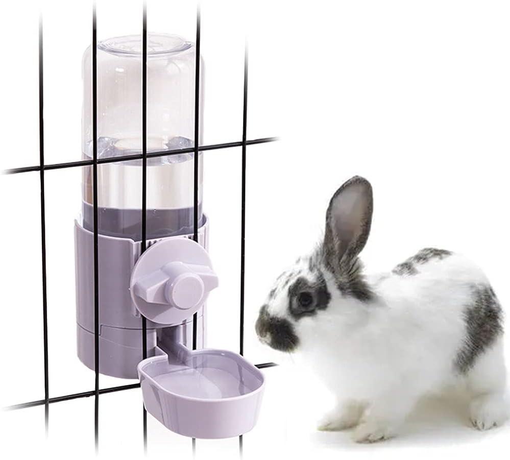 17oz Rabbit Water Bottle, Pet Cage Suspended Water Dispenser, Hanging Automatic Small Pet Water Bowl for Bunny Cat Ferret (Purple)