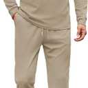 COOFANDY Men's Tracksuits 2 Piece Casual Athletic Sweatsuit Quarter Zip Pullover Long Sleeve Running Sport Outfits (XXL, Light Khaki)