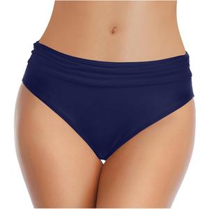 Zmart Women Full Coverage Ruched Bikini Bottoms Tummy Control Swim Bottoms Scrunch Ruffle Bathing Suit Bottom (X-Small, Navy Blue)