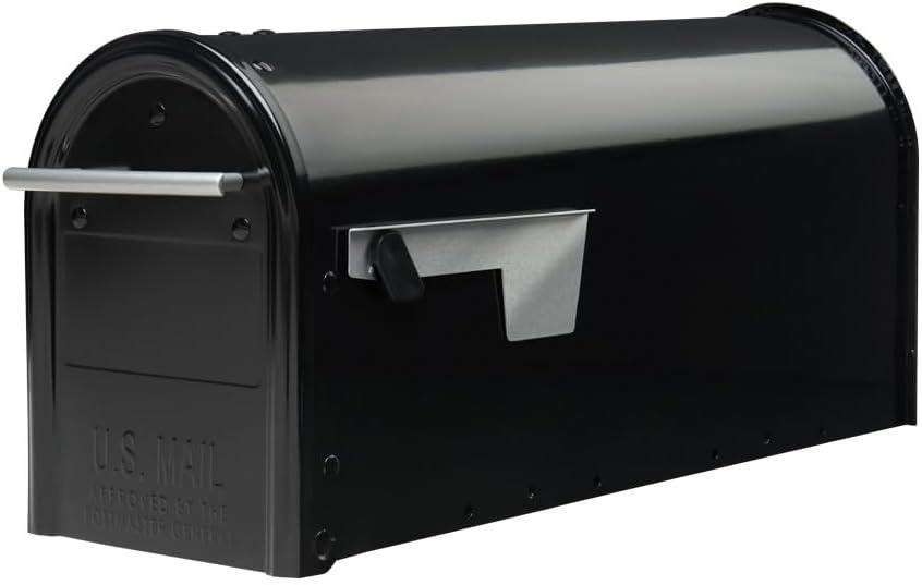 Architectural Mailboxes Franklin Post Mount Mailbox, Black with Silver Accents, FM110BEC