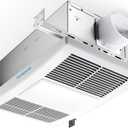 Bathroom Exhaust Fan with Heater, 1300W Heater & LED Light 110 CFM Household Ventilation Fans, 1.5 Sone Quiet DC Bath Vent Fan for Home Bathroom Hotel, Metal Housing Ceiling Mount, 4" Duct