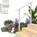 Hand Rails for Outdoor Steps, 3 Step Handrail Stair Railing for Seniors for Porch Railing Deck Hand Rail Easy to Install and Sturdy (White)