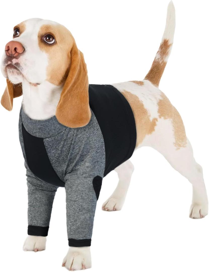 LeLePet Dog Recovery Suit for Front Legs, Dog Sleeve to Stop Licking, Elbow Protector for Leg Injuries Shoulder Wounds After Surgery Male Female,Zippered Long-Sleeved Shirt Cone Alternative(XL)