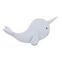 Little Love by NoJo Light Blue Whimsical Narwhal Shaped Decorative Pillow with 3D Silver Metallic Horn