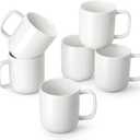 vancasso Porcelain Coffee Mugs Set, 12 oz Ceramic Coffee Cups for Latte Hot Tea Cappuccino Cocoa Milk Cups Set of 6, Dishwasher & Microwave Safe, White