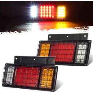Partsam 2Pcs LED Truck Trailer Tail Lights Bar Kit 40 LED w Iron Net Protection Replacement for W Series/Compatible with Isuzu Elf Truck NPR NPR-HD NKR NHR NRR FSR FRR 1984- Taillight Assembly