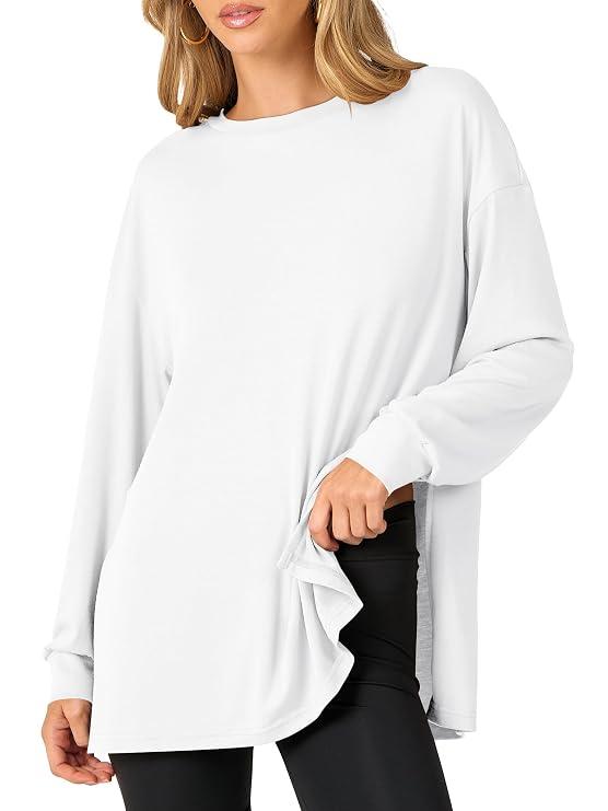 ANRABESS Women's Oversized Long Sleeve shirts Fall Workout Tunic Tops Athletic Gym Tshirts Soft Basic Tees 2026 Outfits XL