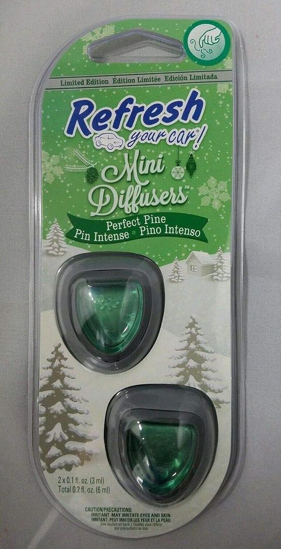 Refresh Car Air Freshener Vent Clip and Mini Car Oil Diffuser, Long-Lasting Odor Eliminator for Up to 90 days (Perfect Pine)