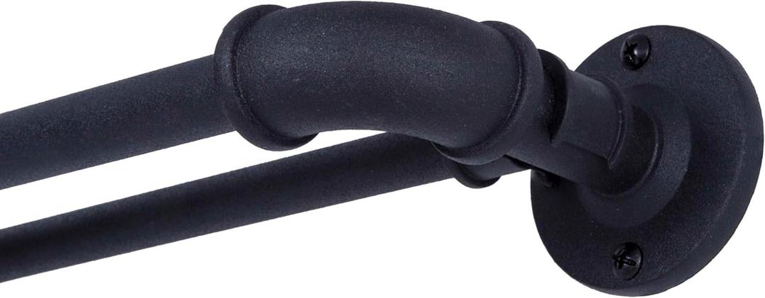 Sun Zero SN47079 Bronn Industrial Pipe Blackout Wrap Around Double Curtain Rod, 36-66" Adjustable Length, Matte Black Finish, 3/4" and 5/8" Diameter Textured Steel Tubes