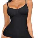 FeelinGirl Womens Tank Top Shapewear Tummy Control Tops Slimming Cami Tank Seamless Compression V Neck Camisole (Medium, Black)
