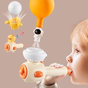 Breathing Exerciser for Kids, Sensory Toys with Whistle, Floating Blow Pipe Balls, Balloon Launcher, Autism Speech Therapy Toys for 3 4 5 6 7 Year Old Boys Girls Gifts-Yellow, Medium, Small