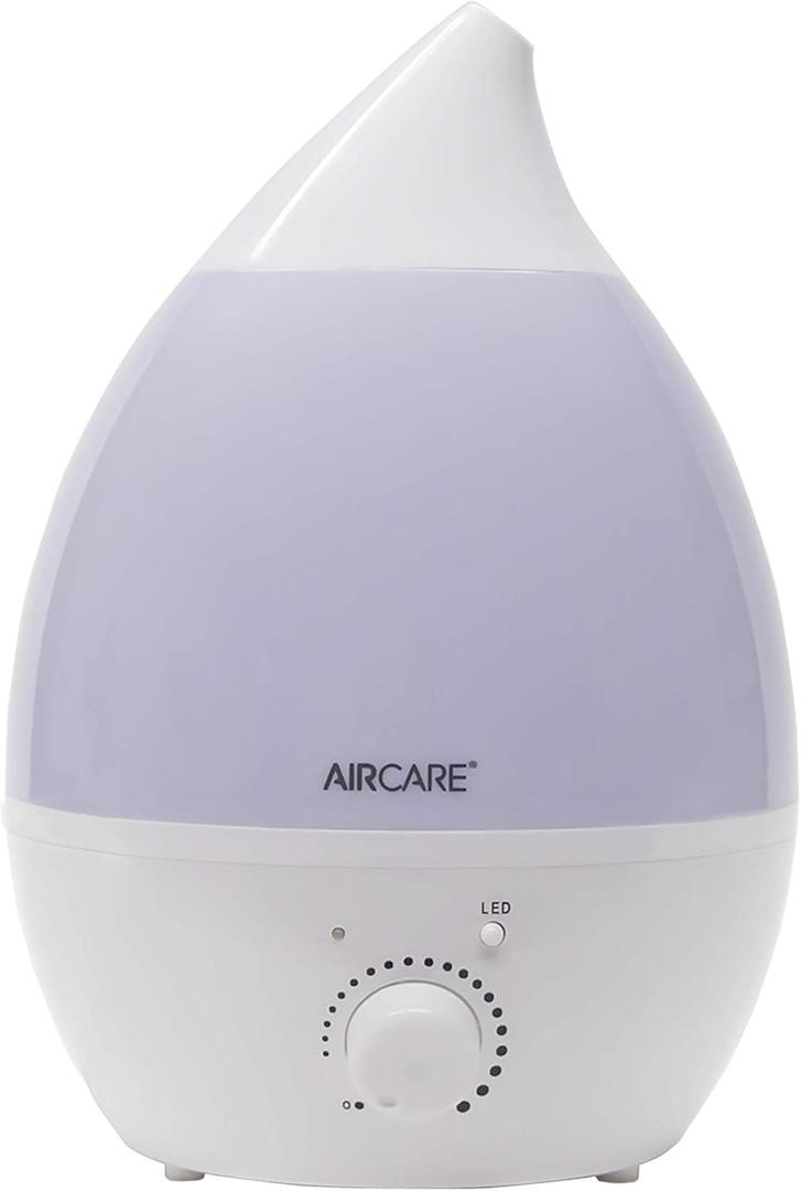 AIRCARE Aurora Ultrasonic Cool Mist Humidifier, Whisper-Quiet between 8-24 hours, Seven Color LED Night Light, Essential Oil Tray and Automatic Shut-Off for Baby, Nursery or Bedroom (White, 1 gal)