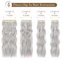 REECHO Hair Extensions, 4PCS Clip in Hair Extensions HE001 Natural Soft Synthetic Hairpieces for Women (20 Inch-200 Gram (Pack of 4), Grey)
