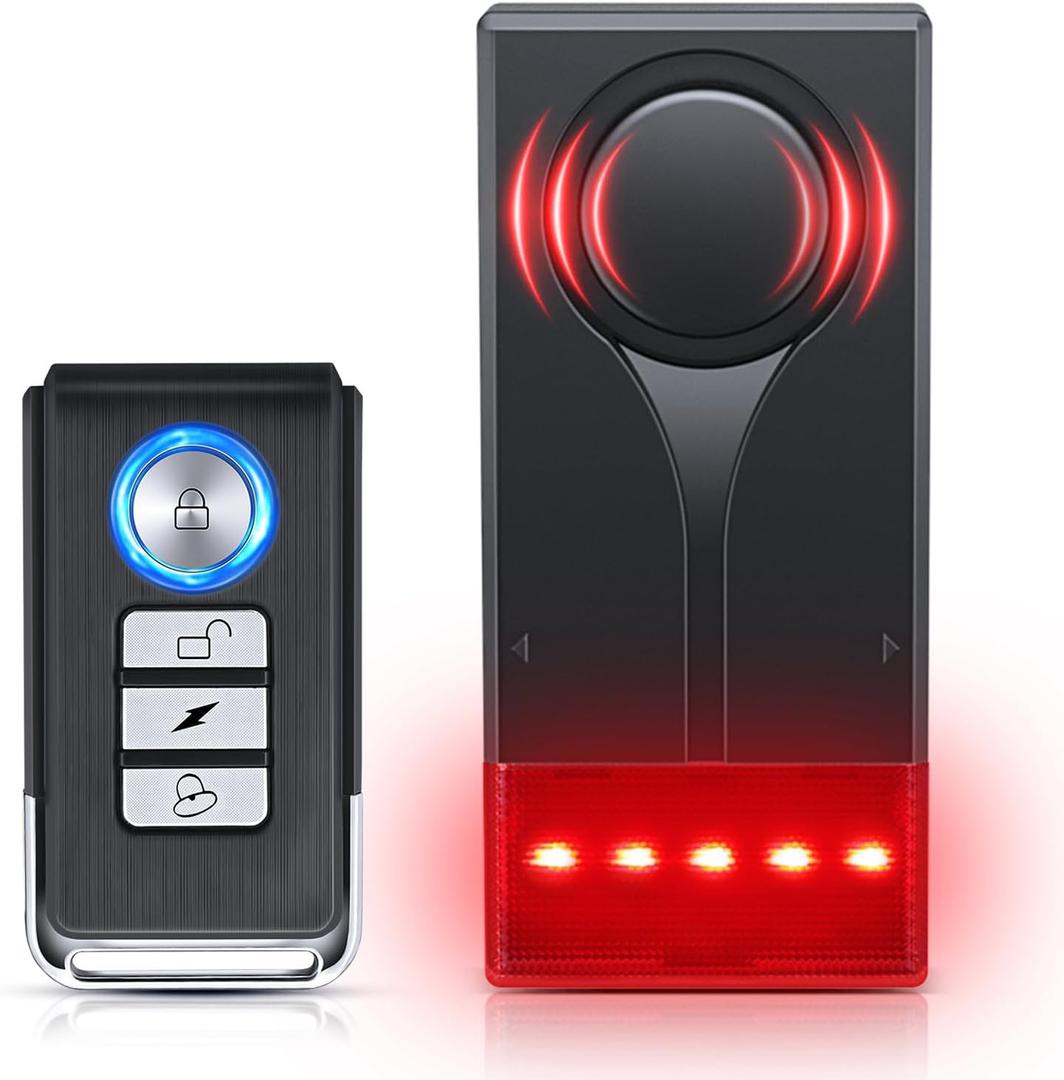 Car Anti-Theft Vibration Alarm, ELECTOP 108dB Automobile Vibration Sound & Light Alarm, Wireless Remote Car Alert Vehicle Security Alert System Automotive Warning Interior Safety Red Light
