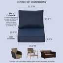 21.5x25.5 Inch Outdoor Deep Seat Cushions Set of 2,Thick High-Density Foam, Water-Resistant, Piped Edges & YKK Hidden Zipper for Patio Furniture,Midnight