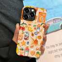 Compatible with iPhone 15 Pro Max, Anti-Scratch Frosted Case Cover,Orange Aesthetic Collage Fruit