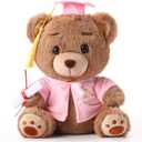 Deekin 10 Inch Graduation Bears Stuffed Animal Class of 2026 Plush Cap Grad Bear Kindergarten Grad Gifts Stuffed Animal Plush Toy for Party Decor(Graduation,Pink)