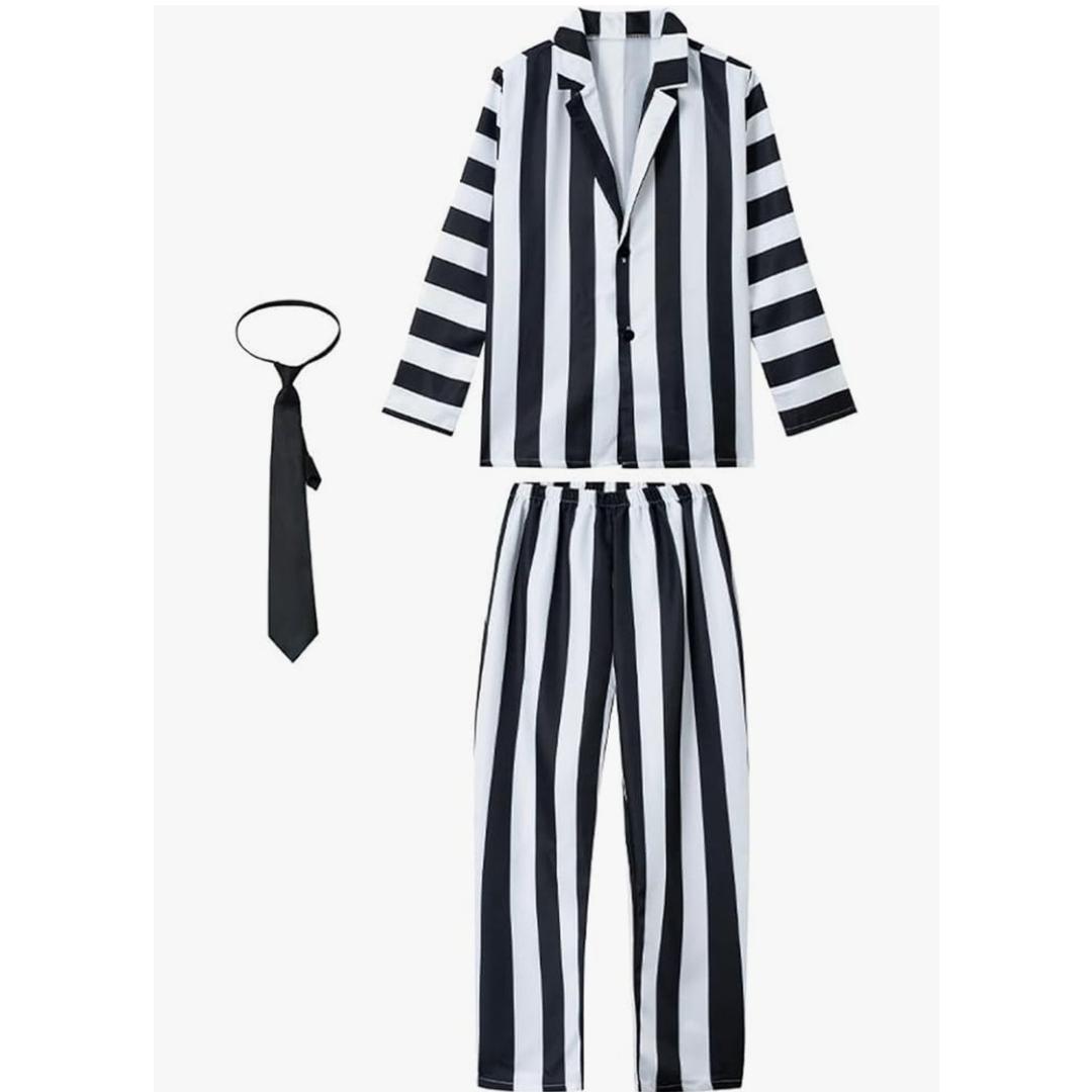 My Sky Black White Movie Costume Men Halloween Adult 3Pcs Suit Pant Necktie Cosplay Size M