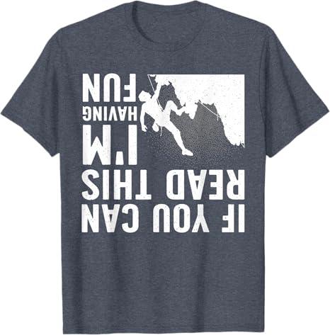 Cool Rock Climbing For Men Women Mountain Climber Bouldering T-Shirt, Size: L