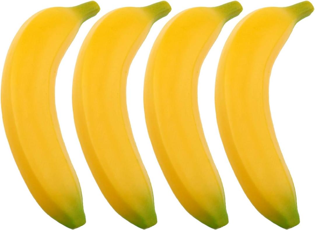 Artificial Banana Plastic Fruit Plastic Banana Faux Fruit Decor Realistic Props Home Kitchen Decor 4pcs