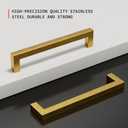 homdiy 5 Inch Brass Cabinet Handles Brushed Brass Cabinet Pulls 10 Pack - Gold Cabinet Pulls Square Gold Pulls Brass Cabinet Hardware for Cabinet, Cupboard, 5'' Hole Centers