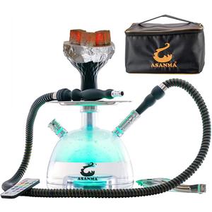 Micro Modern Acrylic Bubble Hookah with Travel Case System Silicone Hookah Bowl Silk Hookah Hose Tongs Magical LED Light for Better Shisha Hookah Narguile (1 Count (Pack of 1))