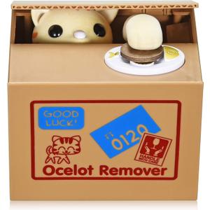 Cat Stealing Money Bank, Piggy Bank for Kids, Coin Bank for Money Saving, Automatic Stealing Money with English Speaking, Creative Gift (Lucky Cat)