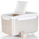 LivLab Mker Rice Storage Container - 20 lbs Airtight Flour Dispenser with Lids,measuring cup & wheel, BPA Free, Kitchen organizers for Pet/Cat/Dog Food Storage Container