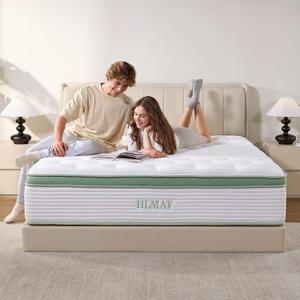Queen Mattress, 12 Inch Queen Size Mattress in a Box,Medium Firm,Memory Foam Hybrid Mattresswith Individual Pocket Spring for Motion Isolation & Silent Sleep & Pressure Relief, CertiPUR-US Certified (White/Green)