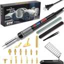 21-in-1 3D Printer Smoothing Tool Kit, 80W LCD Digital Adjustable Temperature Soldering Welding Iron Kit with Insert Brass Heatset Nuts & Soldering Tips, Fast Heating 3D Printing Modify Finishing Tool