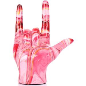 Pink Hand Gesture Decor Statue, Modern Art Home Decor Accent I Love You Sign Language, Objects Gifts for Couples Bedroom Coffee Table Centerpiece, Countertop, Desktop, Bookshelf