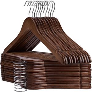 Wooden Hangers - 30 Pack - Clothes Hanger for Daily Used,Heavy Duty Wood Hangers with Precisely Cut Notches,Coat Hanger for Closet, Clothes Hangers for Shirt Suit Dress (Walnut)