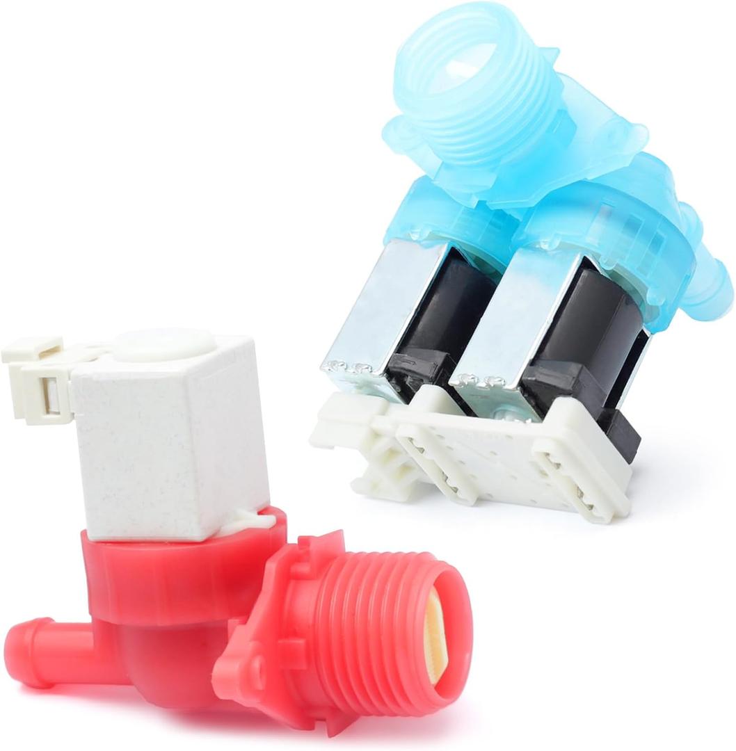 W11688994 & W11688995 Washer Cold and Hot Water Inlet Valve Set 1/2 in Threaded NPT Replacement for Whirlp Washing Machine Parts Replace W11486360 W11486361