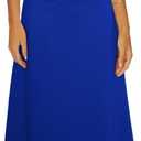 Happy Sailed Women's Spring Summer Short Sleeve Cowl Neck Ruched Waist Flowy A Line Midi Dresses Party Cocktail Dress (Blue, XL)
